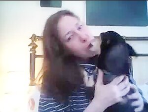 Woman makeout with dog